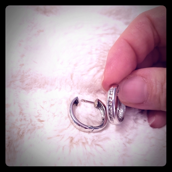 White gold diamond hoop earrings